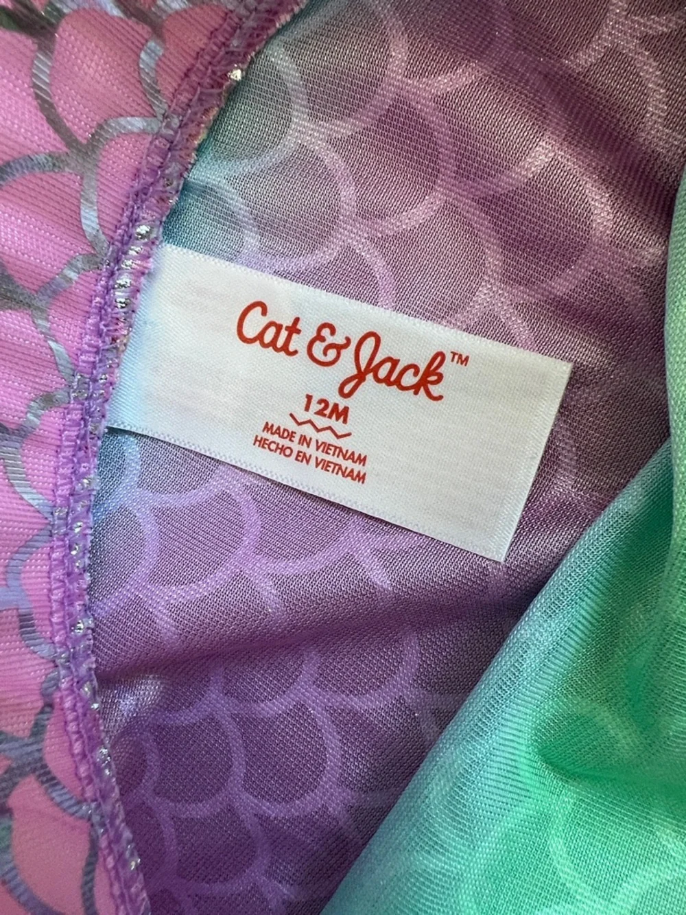 Cat & Jack Baby Girls Iridescent Mermaid Costume Set in Pastel Rainbow Size 12M